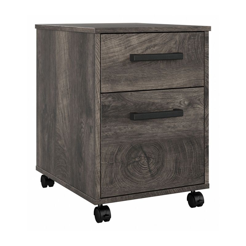 Bush Furniture - City Park 2 Drawer Mobile File Cabinet in Dark Gray Hickory - CPF116GH-03