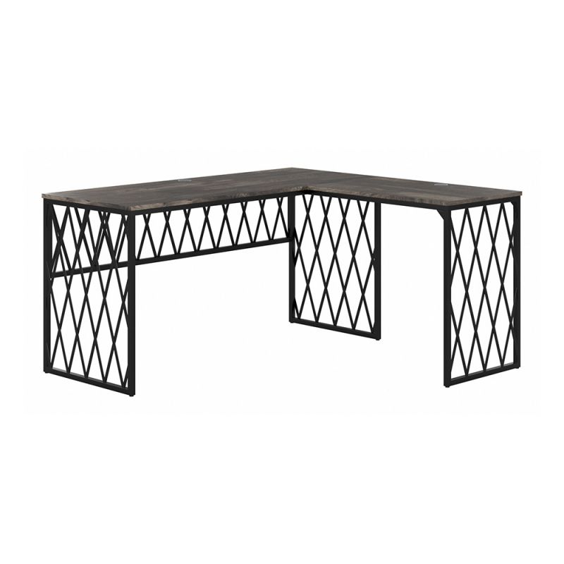 Bush Furniture - City Park 60W Industrial L Shaped Desk in Dark Gray Hickory - CPK001GH