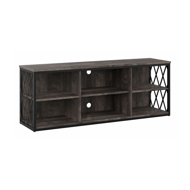 Bush Furniture - City Park 60W Industrial TV Stand for 70 Inch TV in Dark Gray Hickory - CPV160GH-03