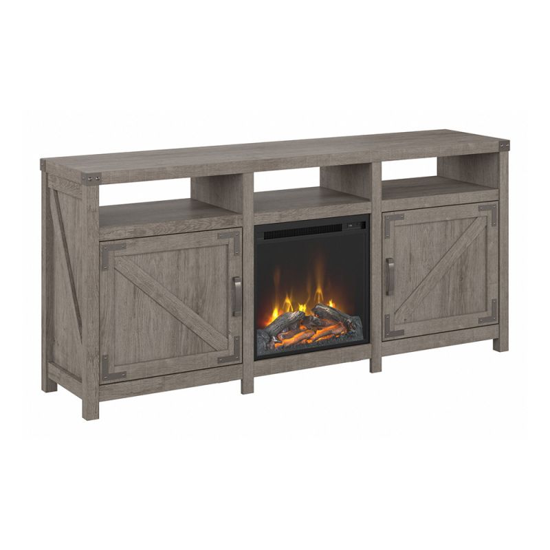 Bush Furniture - Cottage Grove 65W Electric Fireplace TV Stand for 70 Inch TV in Restored Gray - CGR019RTG