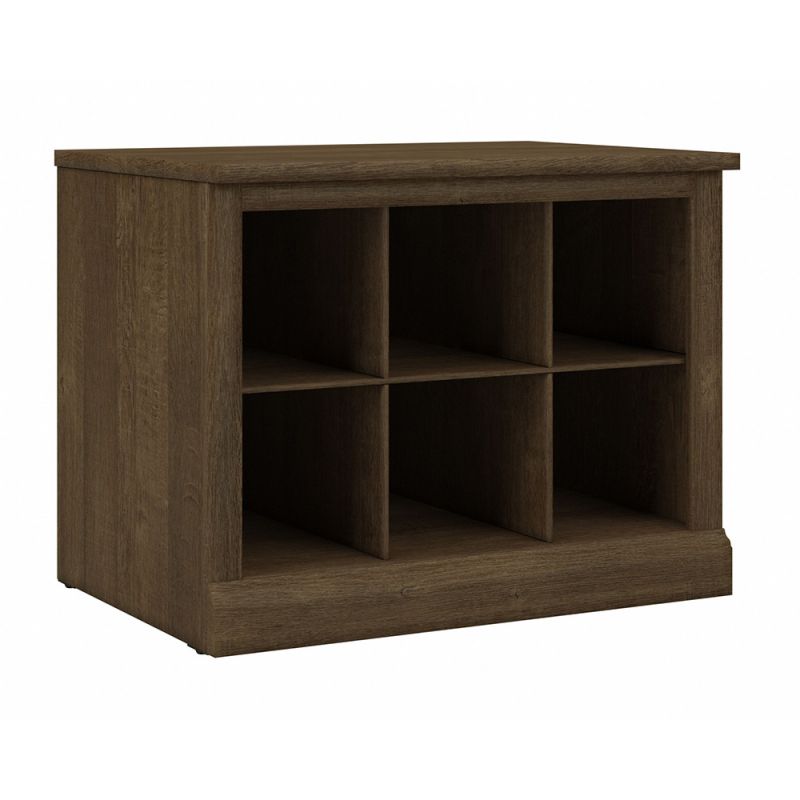 Bush Furniture - Woodland 24W Small Shoe Bench with Shelves in Ash Brown - WDS224ABR-03