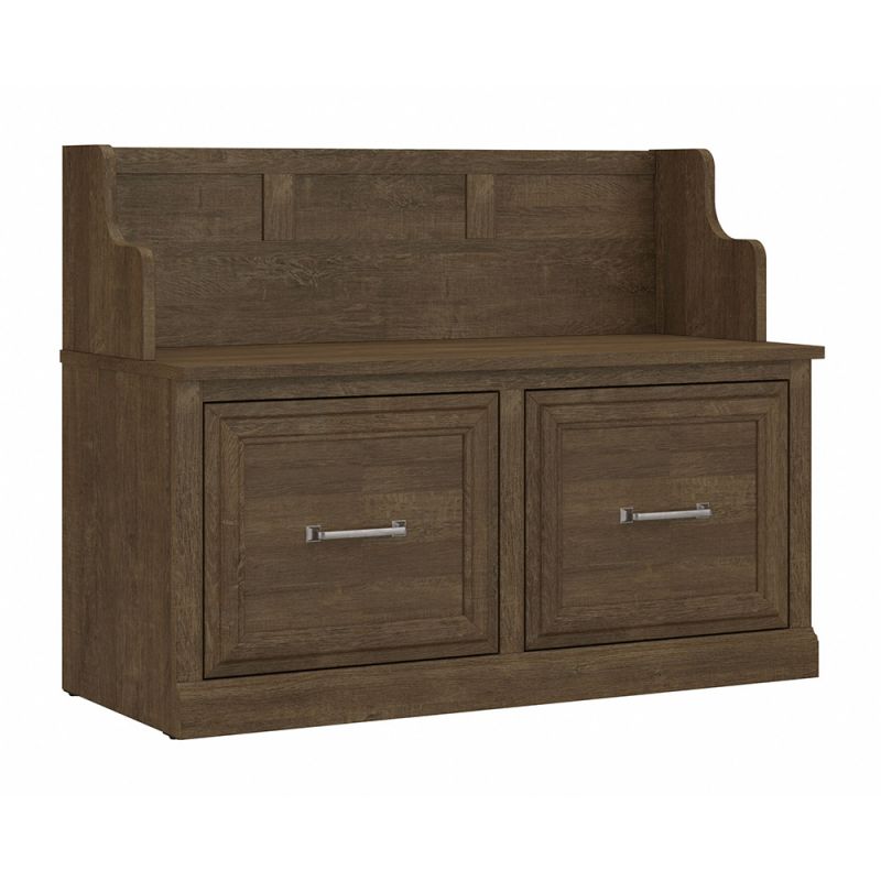 Bush Furniture - Woodland 40W Entryway Bench with Doors in Ash Brown - WDL005ABR