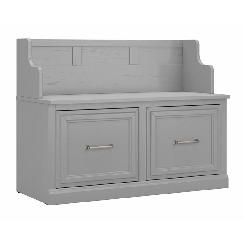 Bush Furniture - Woodland 40W Entryway Bench with Doors in Cape Cod Gray - WDL005CG