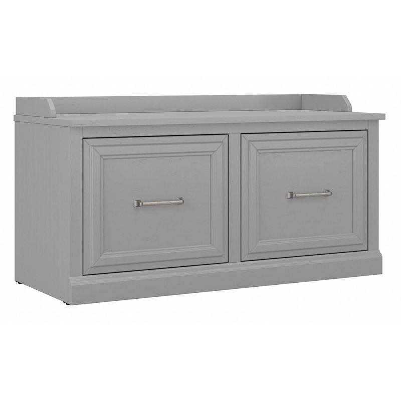 Bush Furniture - Woodland 40W Shoe Storage Bench with Doors in Cape Cod Gray - WDS140CG-03