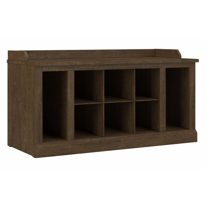 Bush Furniture - Woodland 40W Shoe Storage Bench with Shelves in Ash Brown - WDS240ABR-03