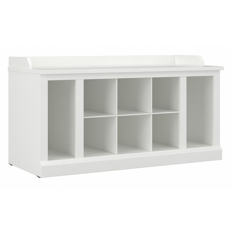 Bush Furniture - Woodland 40W Shoe Storage Bench with Shelves in White Ash - WDS240WAS-03