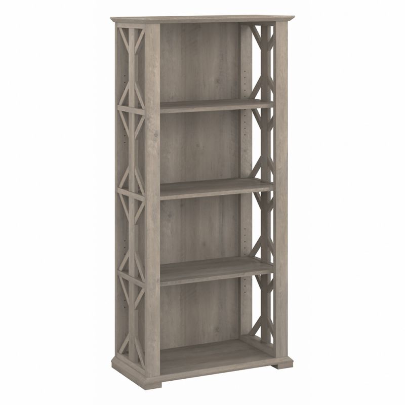 Bush Furniture - Homestead 4 Shelf Bookcase in Driftwood Gray - HOB166DG-03