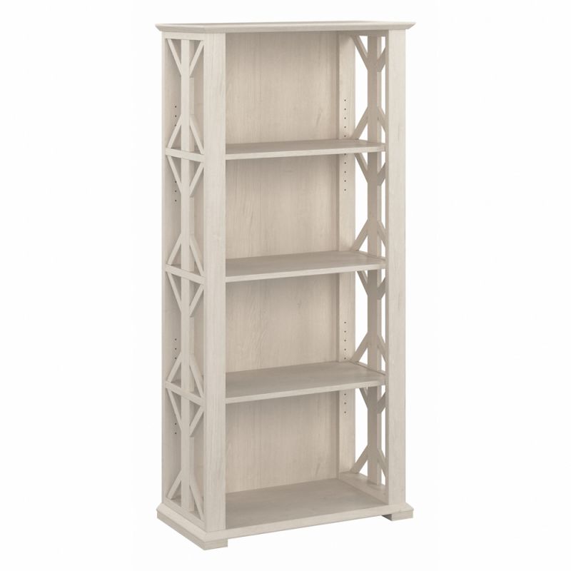 Bush Furniture - Homestead 4 Shelf Bookcase in Linen White Oak - HOB166LW-03
