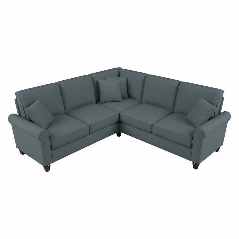 Bush Furniture - Hudson 87W L Shaped Sectional Couch in Turkish Blue Herringbone - HDY86BTBH-03K