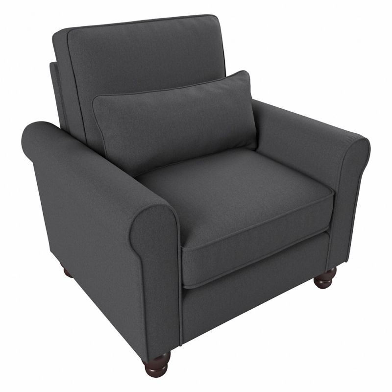 Bush Furniture - Hudson Accent Chair with Arms in Charcoal Gray Herringbone - HDK36BCGH-03
