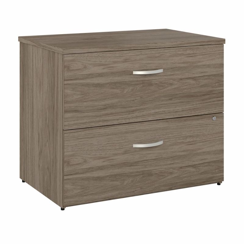 Bush Furniture - Hybrid 2 Drawer Lateral File Cabinet in Modern Hickory - Assembled - HYF136MHSU-Z