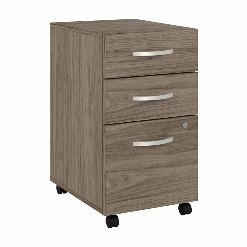 Bush Furniture - Hybrid 3 Drawer Mobile File Cabinet in Modern Hickory - Assembled - HYF216MHSU-Z