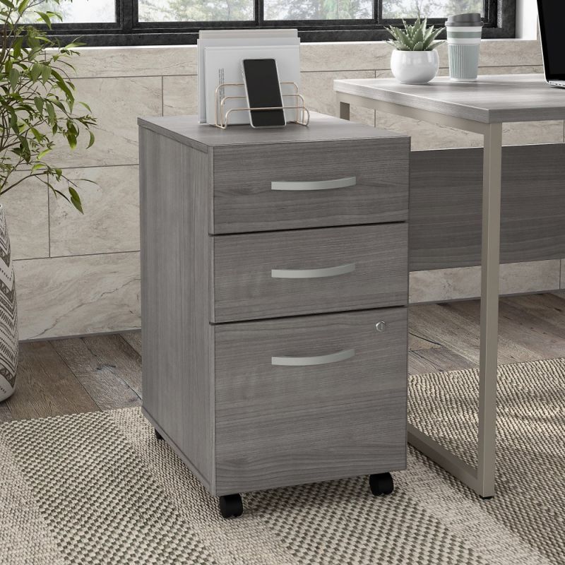 Bush Furniture - Hybrid 3 Drawer Mobile File Cabinet in Platinum Gray - Assembled - HYF216PGSU-Z