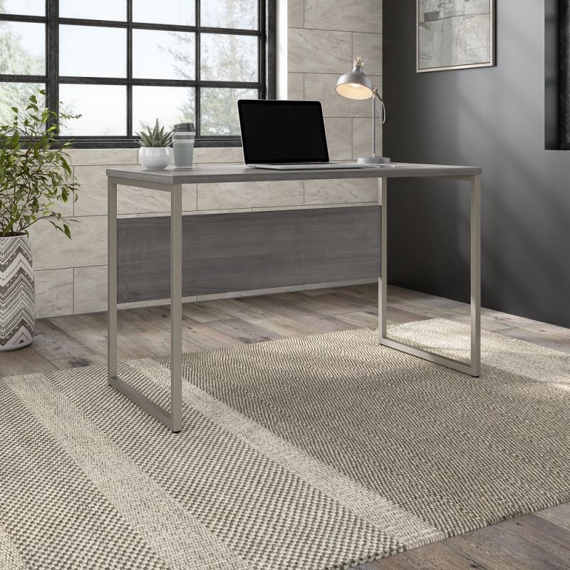 Bush Furniture - Hybrid 48W x 24D Computer Table Desk with Metal Legs in Platinum Gray - HYD148PG