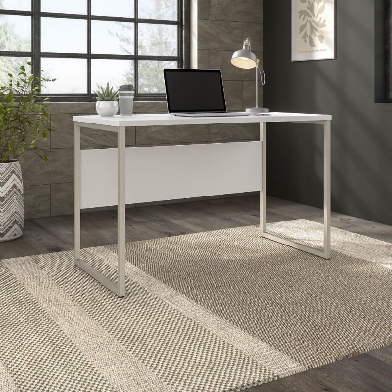 Bush Furniture - Hybrid 48W x 24D Computer Table Desk with Metal Legs in White - HYD148WH