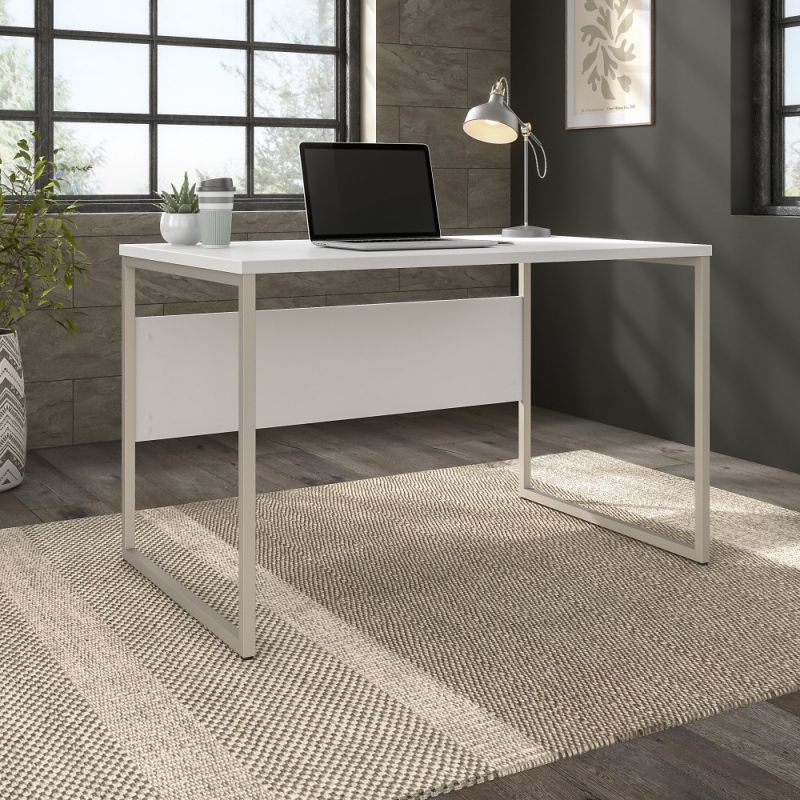 Bush Furniture - Hybrid 48W x 30D Computer Table Desk with Metal Legs in White - HYD248WH