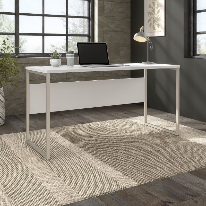 Bush Furniture - Hybrid 60W x 24D Computer Table Desk with Metal Legs in White - HYD260WH
