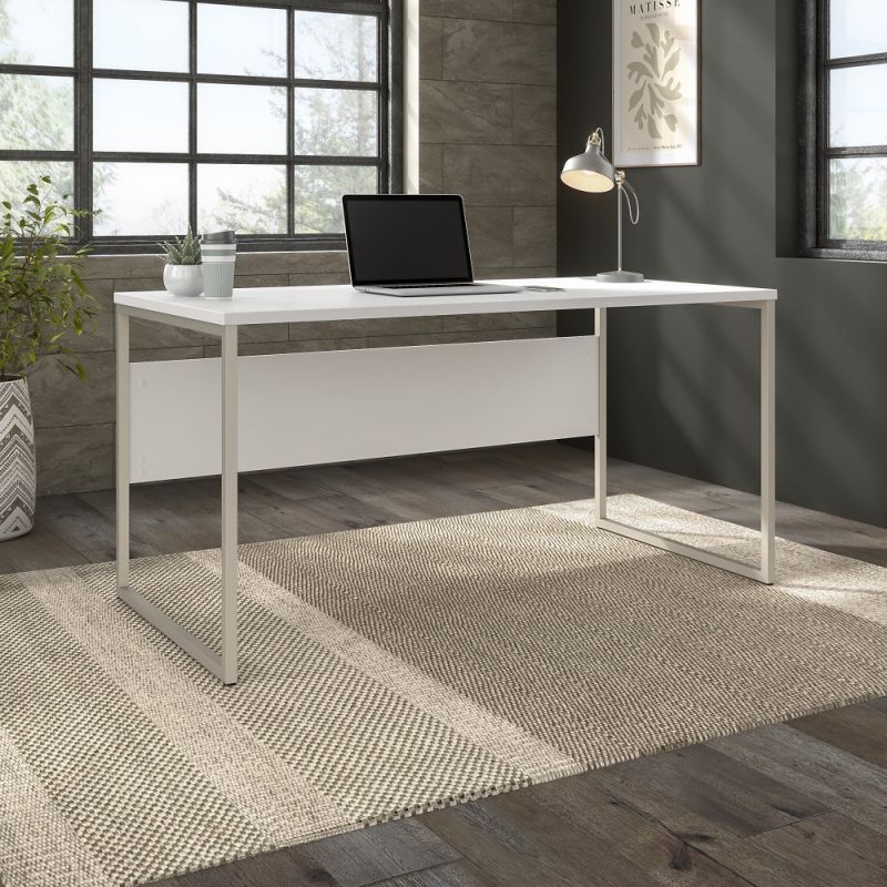 Bush Furniture - Hybrid 60W x 30D Computer Table Desk with Metal Legs in White - HYD360WH