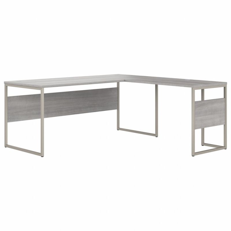 Bush Furniture - Hybrid 72W x 30D L Shaped Table Desk with Metal Legs in Platinum Gray - HYB026PG
