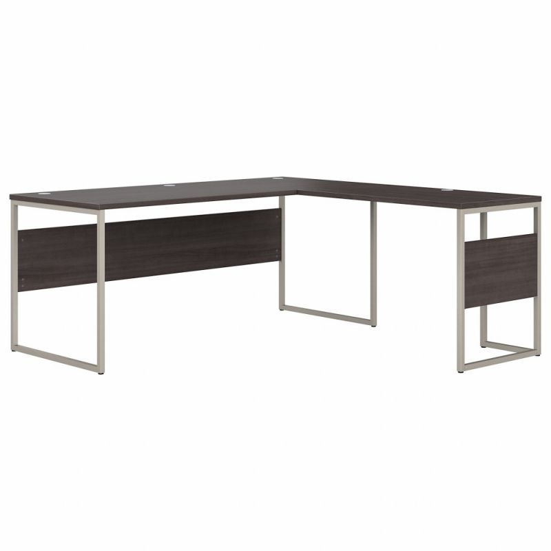 Bush Furniture - Hybrid 72W x 30D L Shaped Table Desk with Metal Legs in Storm Gray - HYB026SG