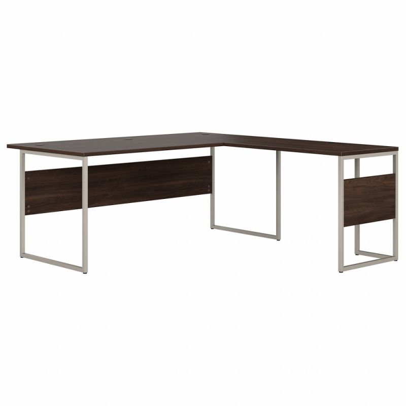 Bush Furniture - Hybrid 72W x 36D L Shaped Table Desk with Metal Legs in Black Walnut - HYB025BW