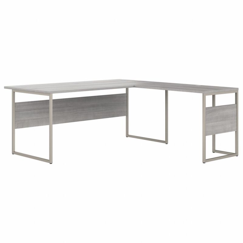 Bush Furniture - Hybrid 72W x 36D L Shaped Table Desk with Metal Legs in Platinum Gray - HYB025PG