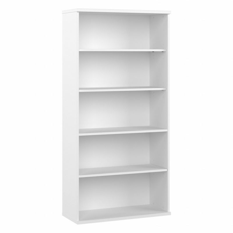 Bush Furniture - Hybrid Tall 5 Shelf Bookcase in White - HYB136WH-Z