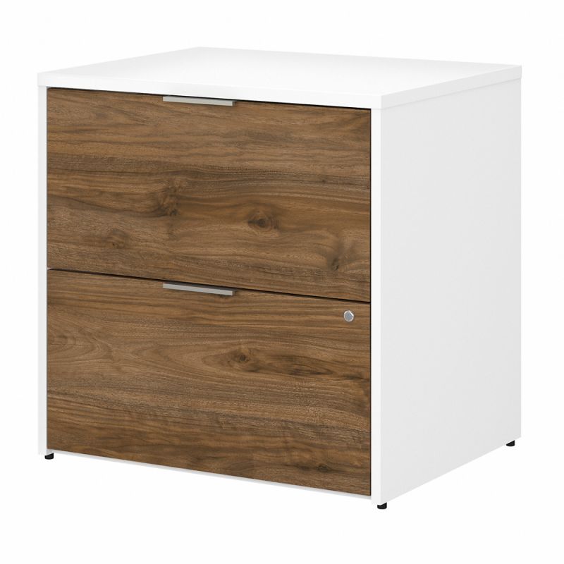 Bush Furniture - Jamestown 2 Drawer Lateral File Cabinet in White and Fresh Walnut - JTF130FWWHSU