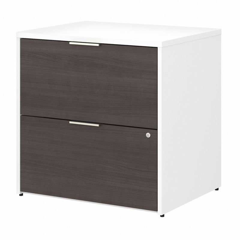 Bush Furniture - Jamestown 2 Drawer Lateral File Cabinet in White and Storm Gray - JTF130SGWHSU