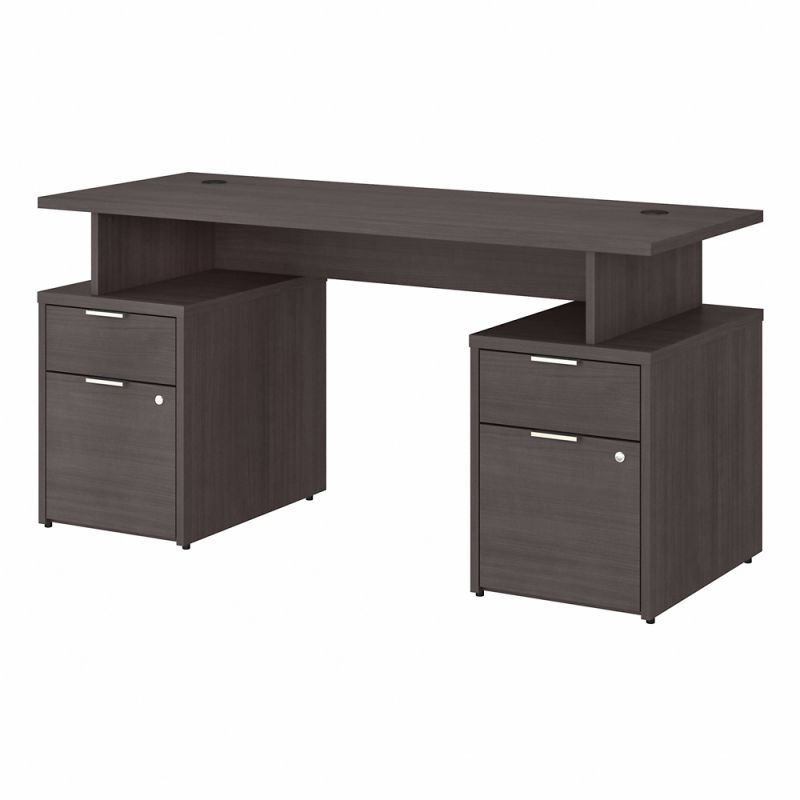 Bush Furniture - Jamestown 60W Desk with 4 Drawers in Storm Gray - JTN017SGSU