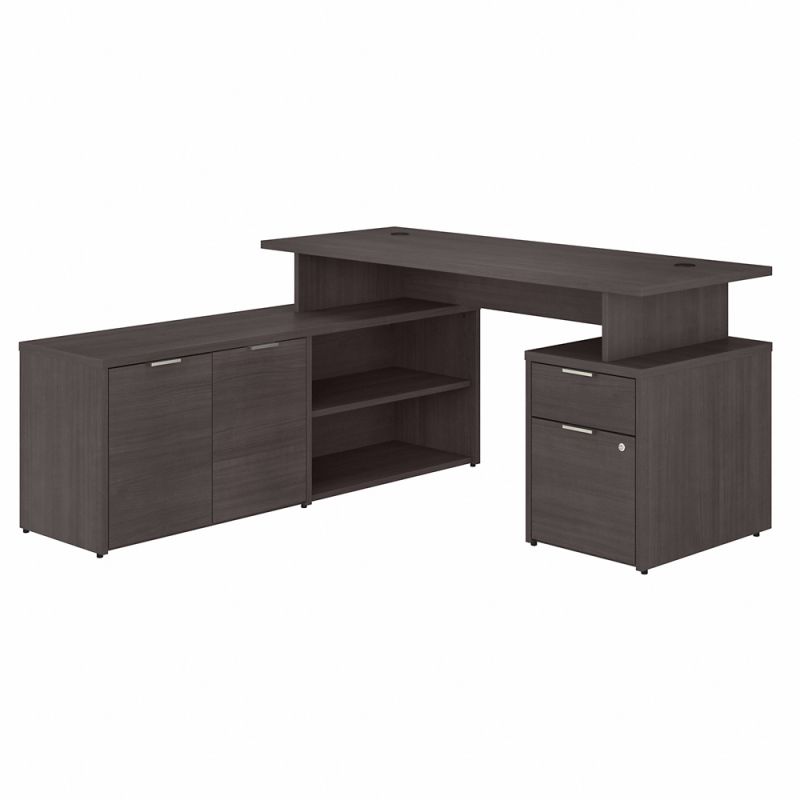 Bush Furniture - Jamestown 60W L Shaped Desk with Drawers in Storm Gray - JTN021SGSU