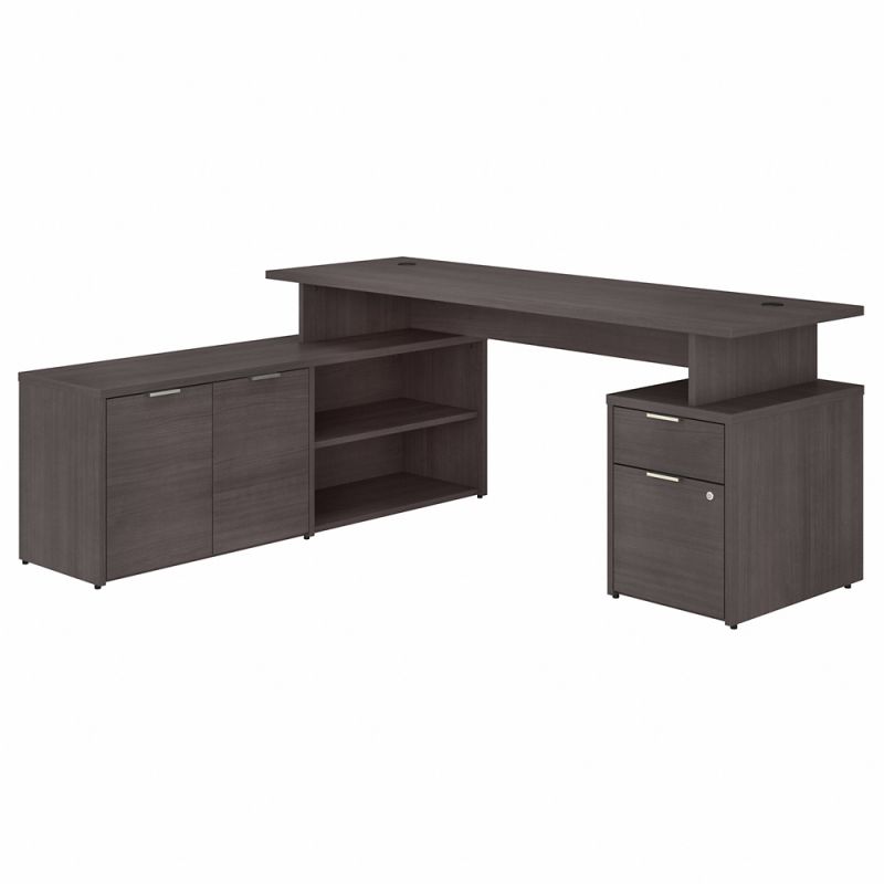 Bush Furniture - Jamestown 72W L Shaped Desk with Drawers in Storm Gray - JTN009SGSU