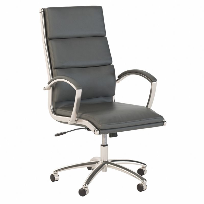 Bush Furniture - Jamestown High Back Leather Executive Office Chair in Dark Gray - JTN029DG