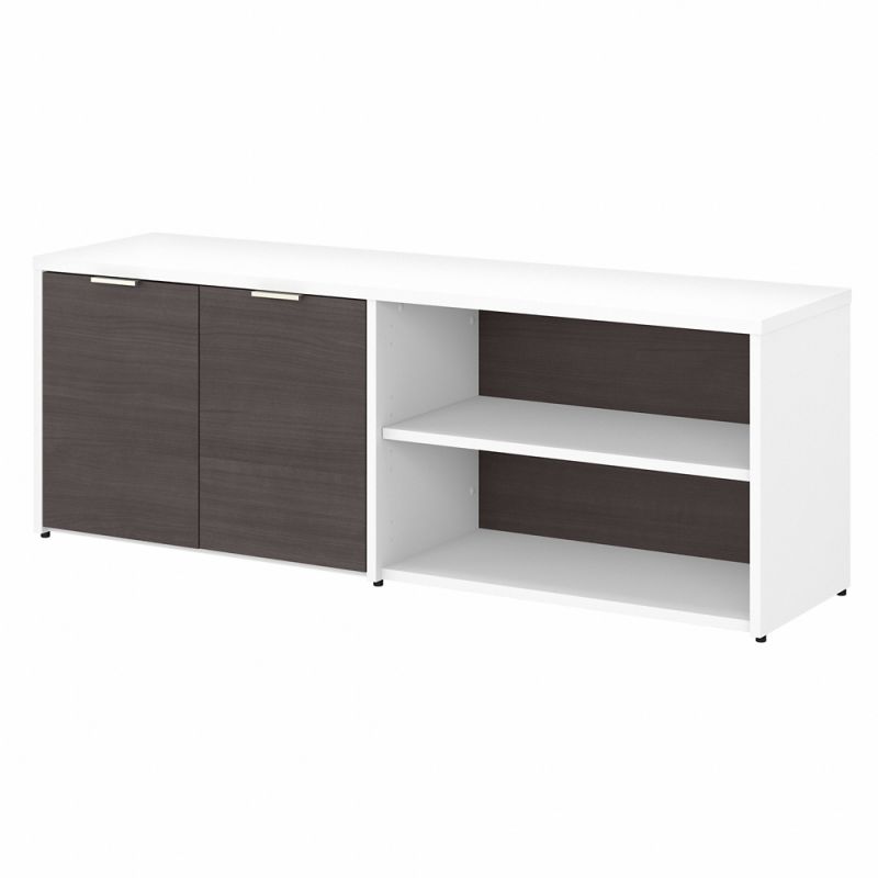 Bush Furniture - Jamestown Low Storage Cabinet with Doors and Shelves in White and Storm Gray - JTS160SGWH
