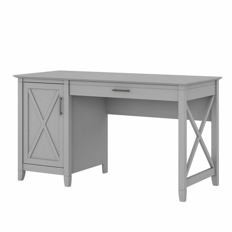 Bush Furniture - Key West 54W Computer Desk with Keyboard Tray and Storage in Cape Cod Gray - KWD154CG-03