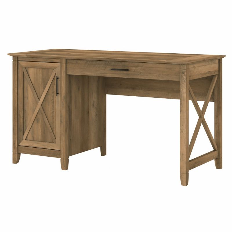 Bush Furniture - Key West 54W Computer Desk with Keyboard Tray and Storage in Reclaimed Pine - KWD154RCP-03