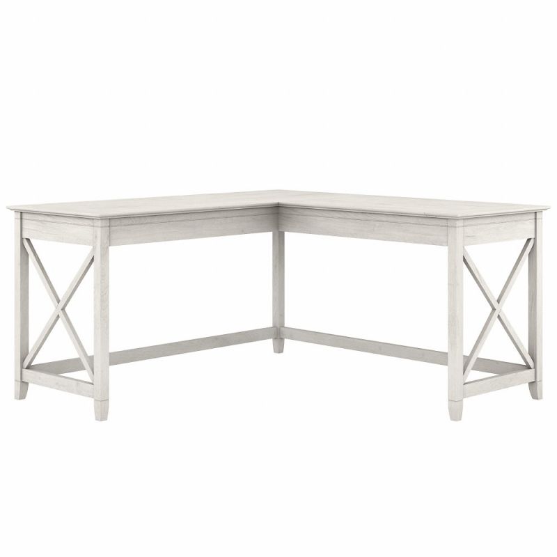 Bush Furniture - Key West 60W L Shaped Desk in Linen White Oak - KWD160LW-03
