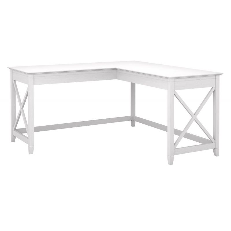 Bush Furniture - Key West 60W L Shaped Desk in Pure White Oak - KWD160WT-03
