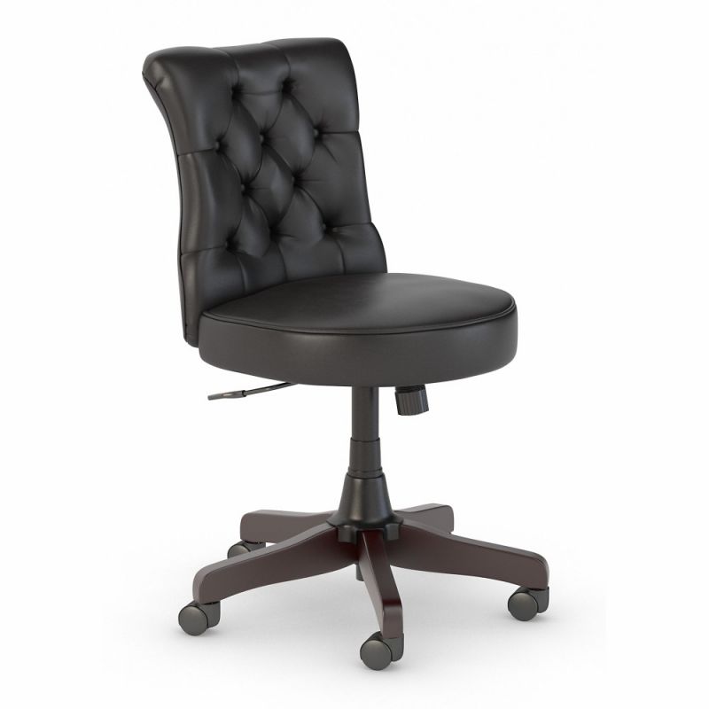Bush Furniture - Key West Arden Lane Mid Back Occasional Tufted Chair in Black Leather - KWS019BL