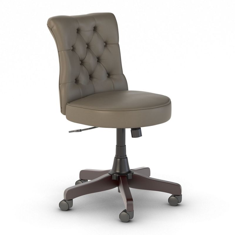 Bush Furniture - Key West Mid Back Tufted Office Chair in Washed Gray Leather - KWS019WG