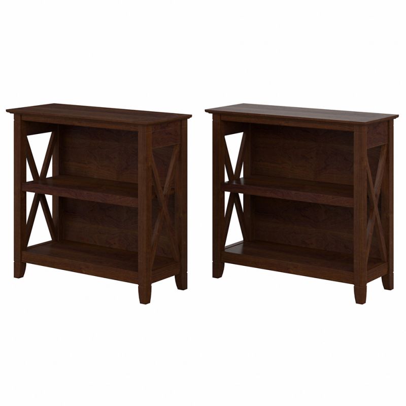 Bush Furniture - Key West Small 2 Shelf Bookcase in Bing Cherry - (Set of 2) - KWS053BC