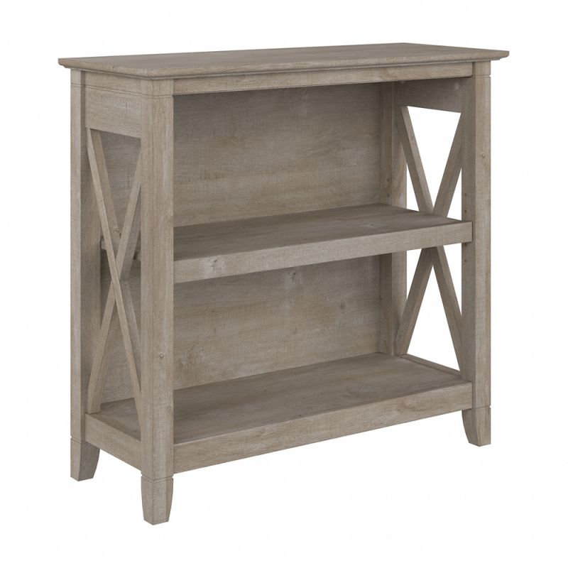 Bush Furniture - Key West Small 2 Shelf Bookcase in Washed Gray - KWB124WG-03