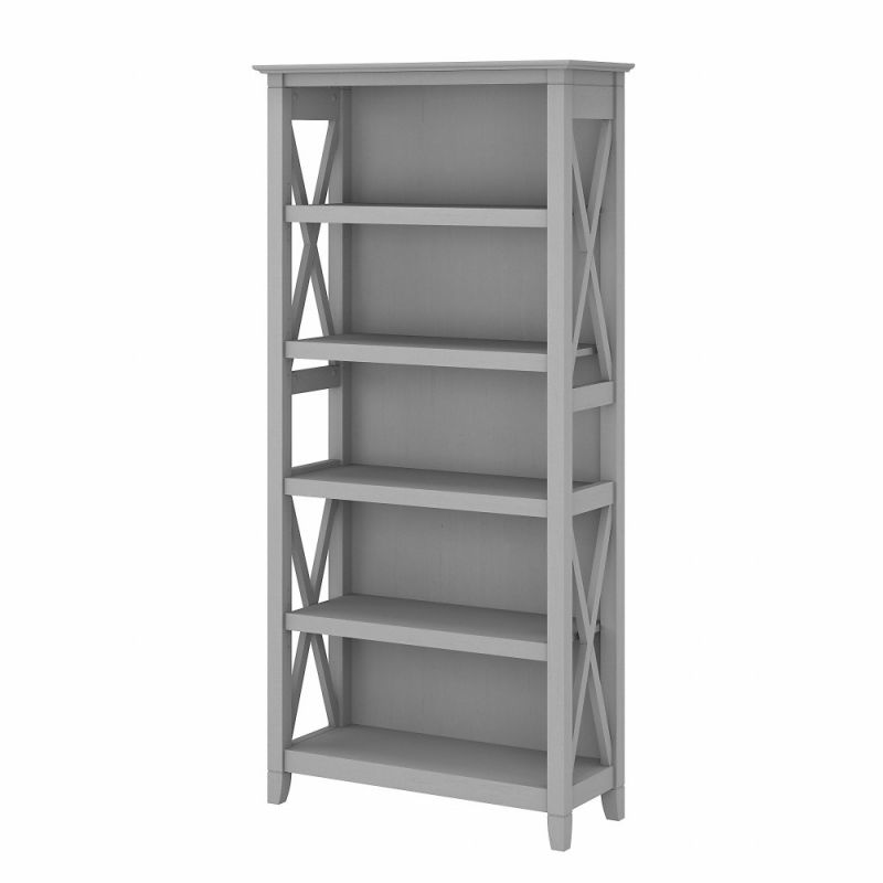 Bush Furniture - Key West Tall 5 Shelf Bookcase in Cape Cod Gray - KWB132CG-03