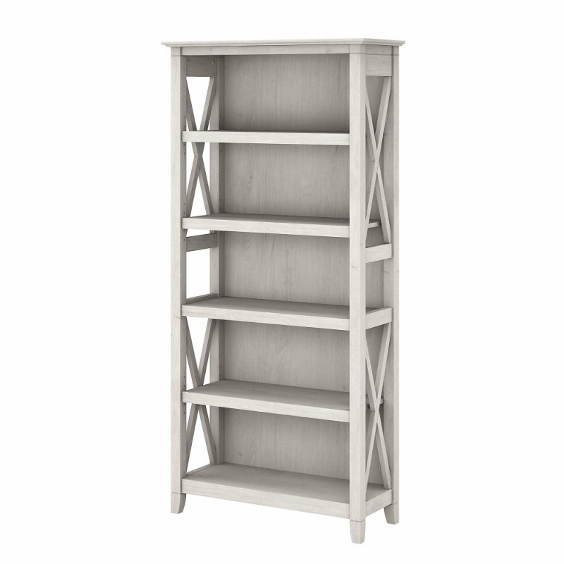 Bush Furniture - Key West Tall 5 Shelf Bookcase in Linen White Oak - KWB132LW-03