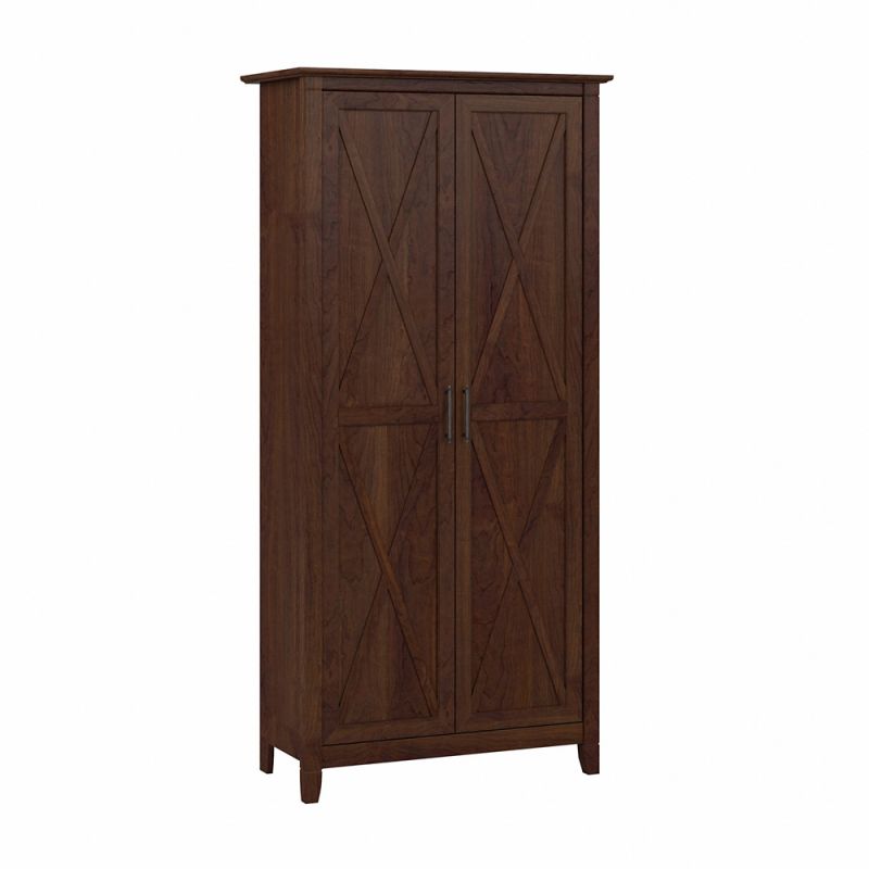 Bush Furniture - Key West Tall Storage Cabinet with Doors in Bing Cherry - KWS266BC-03
