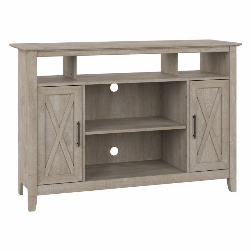 Bush Furniture - Key West Tall TV Stand for 55 Inch TV in Washed Gray - KWV148WG-03