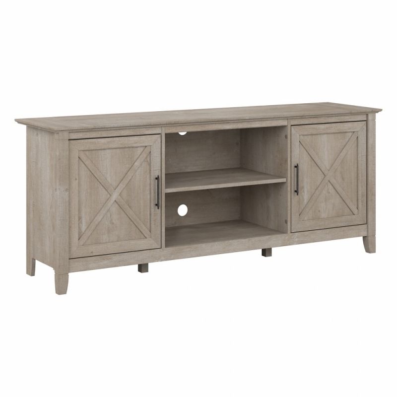 Bush Furniture - Key West TV Stand for 70 Inch TV in Washed Gray - KWV260WG-03
