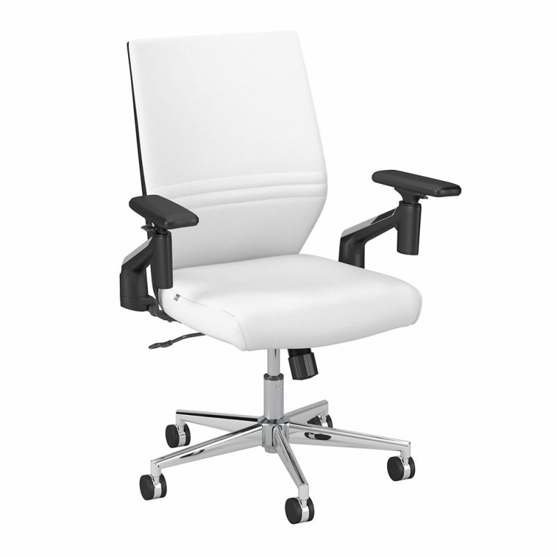 Bush Furniture - Laguna Mid Back Leather Office Chair in White - CH2701WHL-03