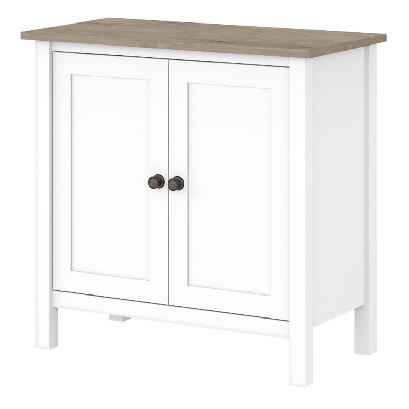 Bush Furniture - Mayfield Accent Storage Cabinet with Doors in Pure White and Shiplap Gray - MAS131GW2-03
