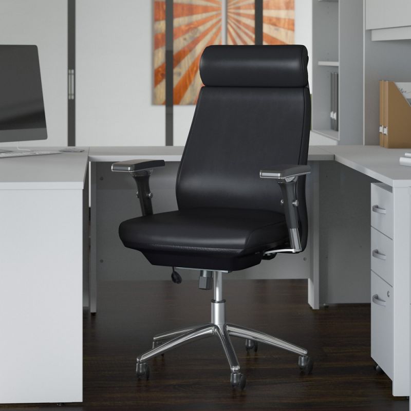 Bush Furniture - Metropolis High Back Leather Executive Office Chair in Black - CH1601BLL-03